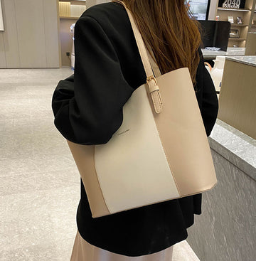 CL1215 - Two-tone Tote Shoulder Bag